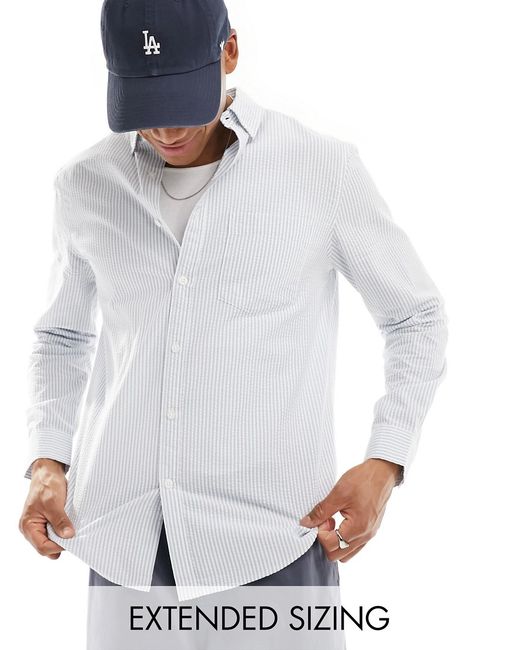 Asos Design seersucker textured smart shirt light stripe