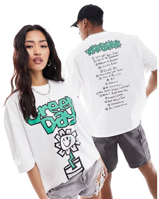 Asos Design oversized licensed band T-shirt with Green Day album graphics