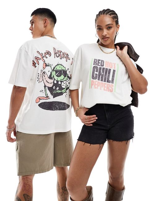 Asos Design oversized licensed band tee off with Red Hot Chili Peppers graphics