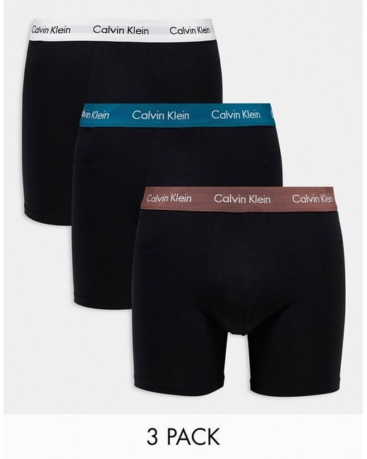 Calvin Klein cotton stretch boxer briefs 3 pack with colored waistband