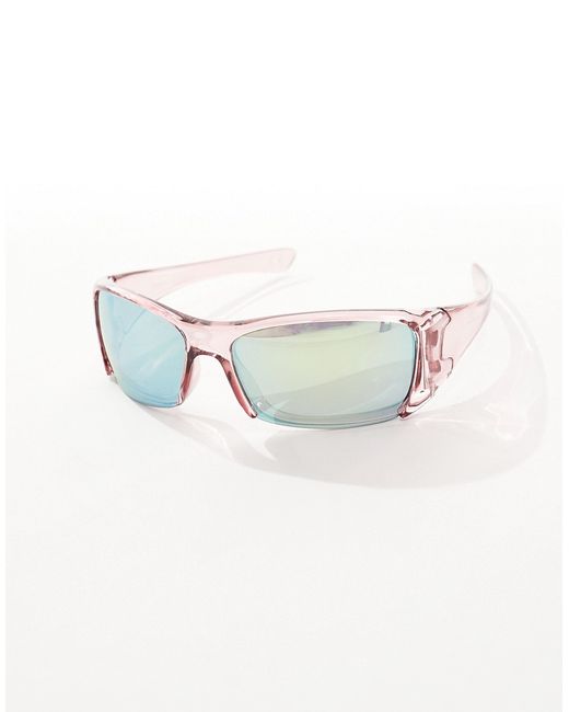 Asos Design racer sunglasses with mirrored blue lens