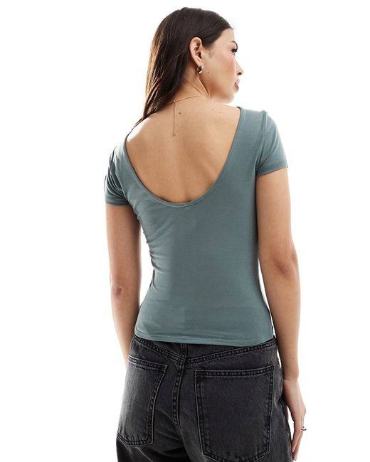 Only scoop back top teal-