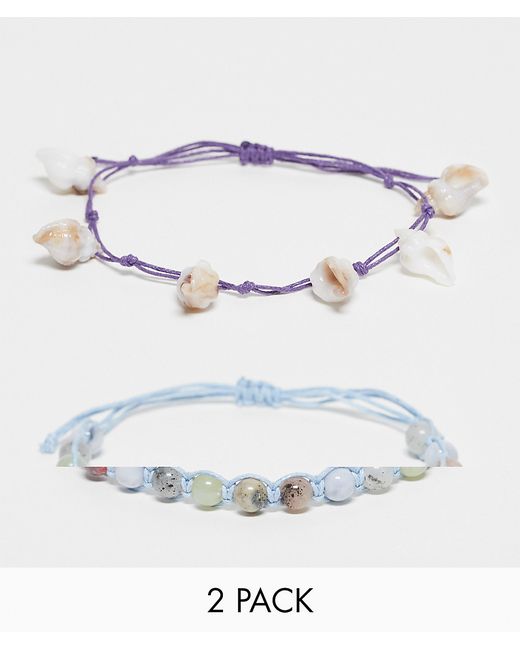 Reclaimed Vintage anklet pack with shells-