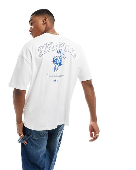Asos Design oversized t-shirt with scenic polo back print