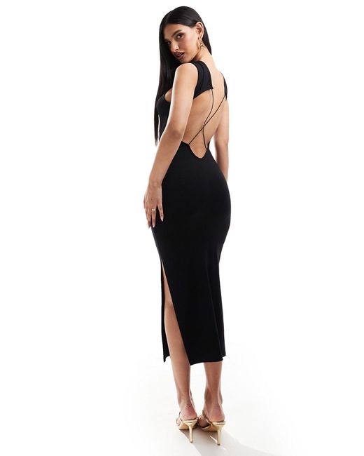 Asos Design sleeveless midi dress with open back and strap detail