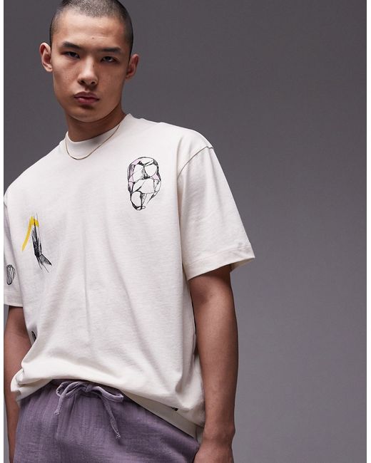 Topman oversized fit T-shirt with sketches
