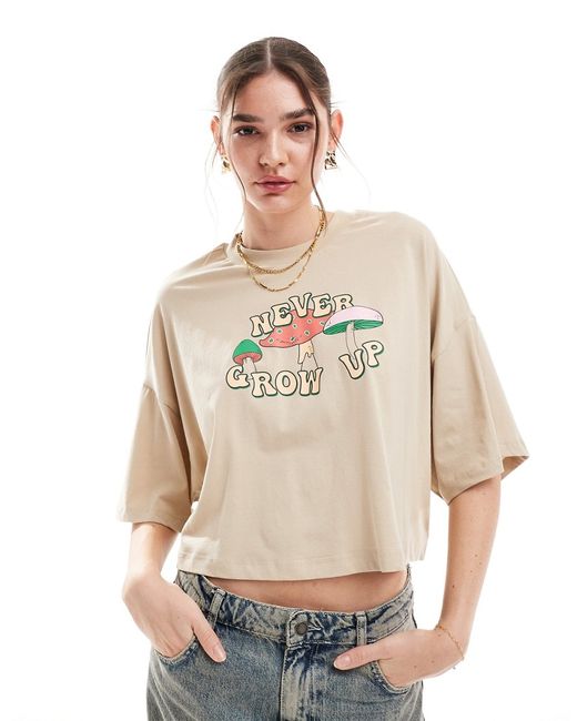 Only never grow up graphic cropped t-shirt