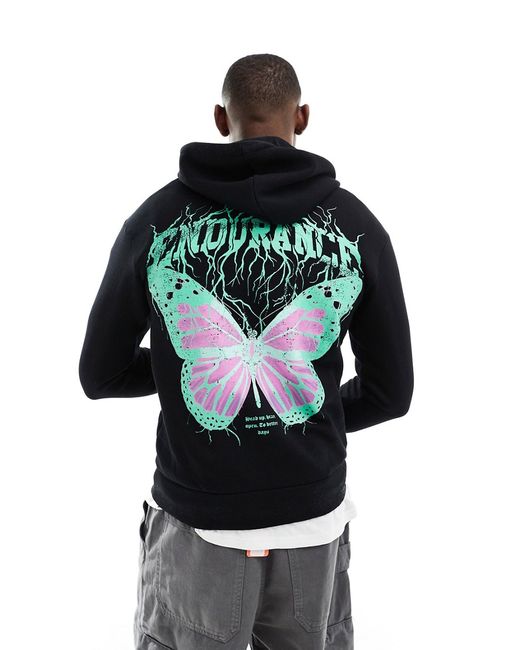 Jack & Jones oversized hoodie with butterfly back print