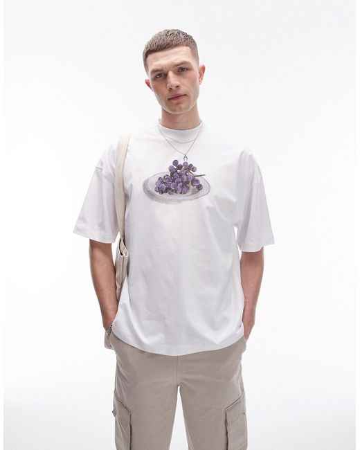 Topman oversized fit t-shirt with grape print
