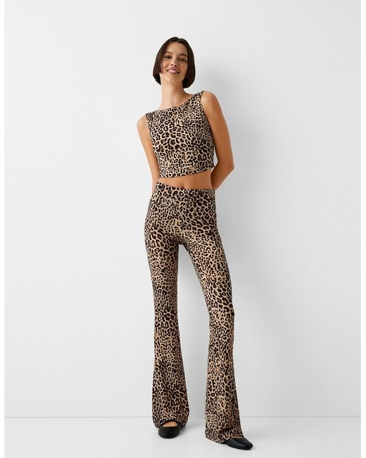 Bershka flared pants leopard print-