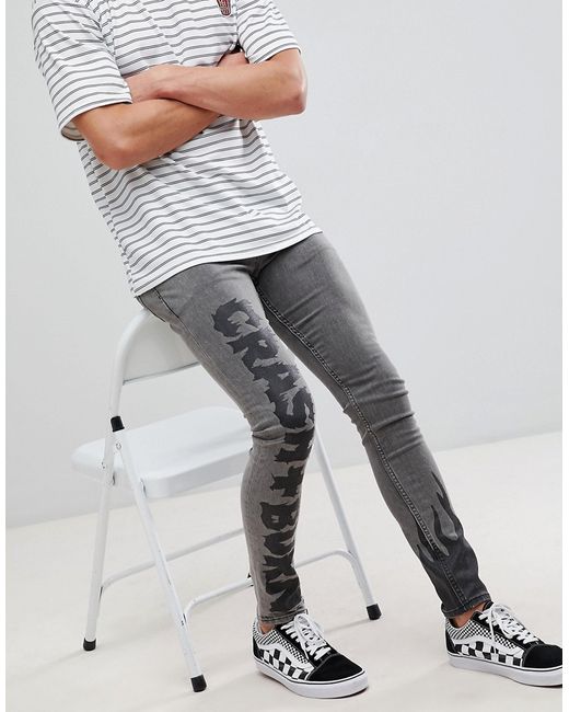 Asos Design extreme super skinny jeans with prints