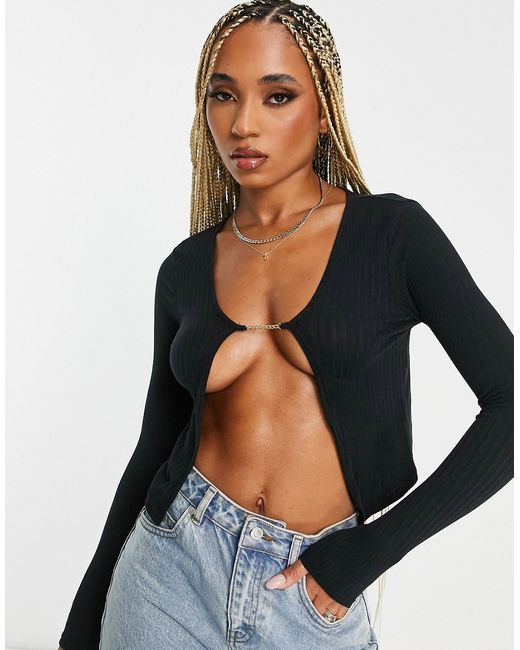 Asos Design long sleeve top with chain detail
