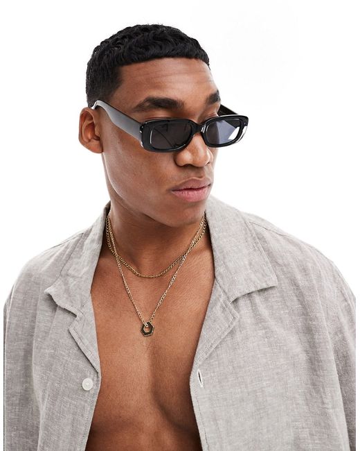 Asos Design chunky rectangle sunglasses with lens