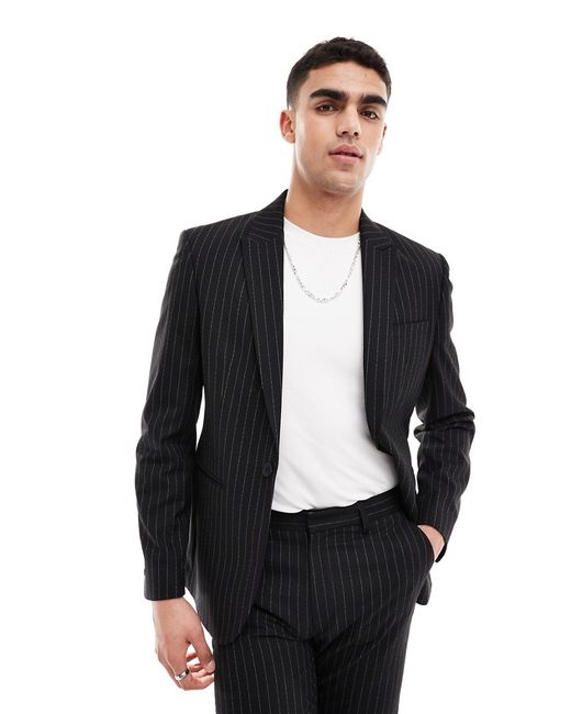 Asos Design slim suit jacket pinstripe