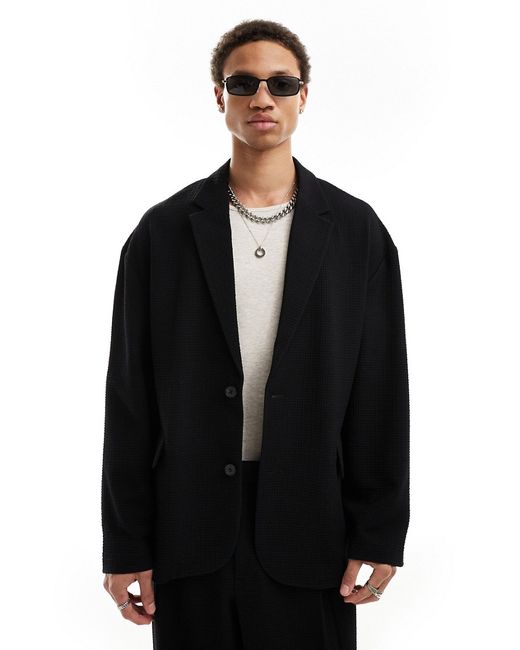 Asos Design slouchy oversized suit jacket seersucker