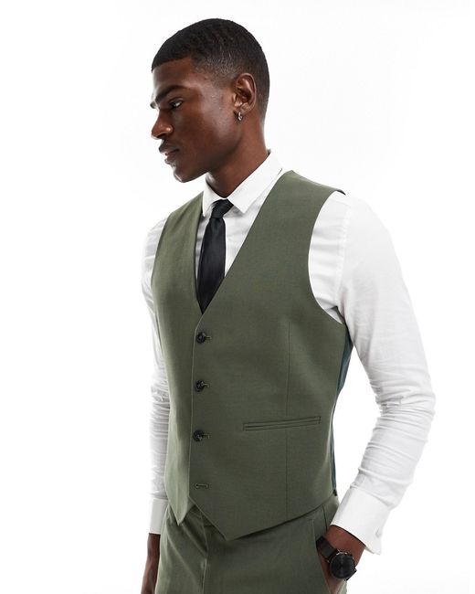 Asos Design slim suit vest dark