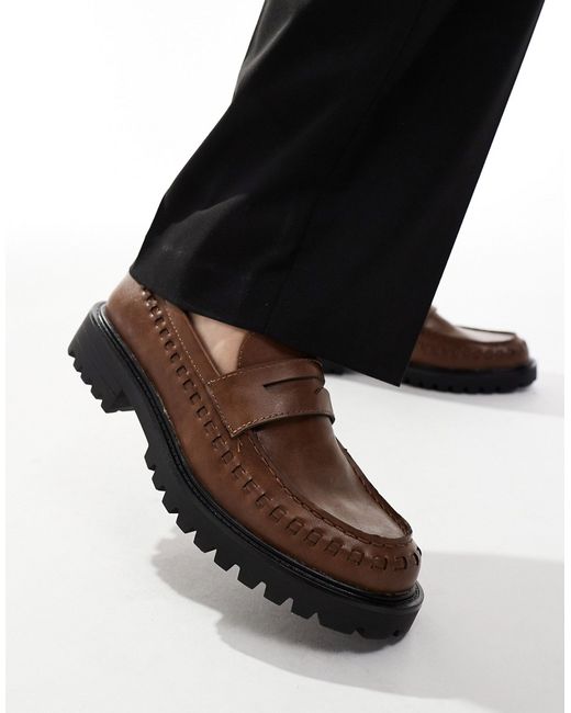 Truffle Collection woven chunky penny loafers