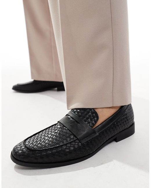 London Rebel X faux leather woven loafers