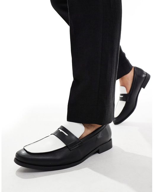 London Rebel X wide fit penny loafers and white