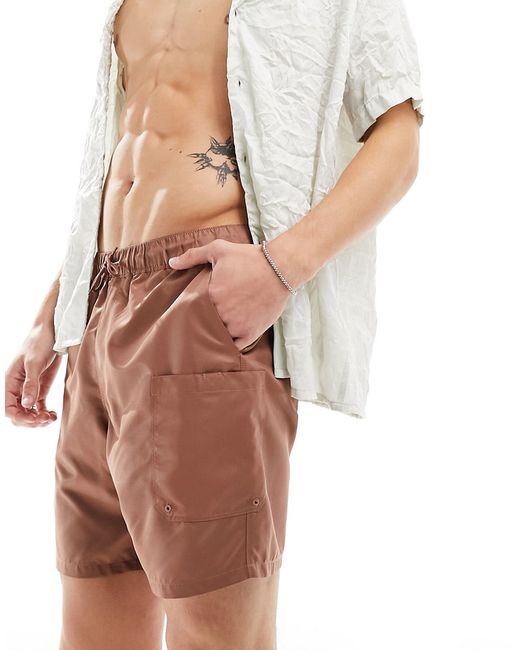 Asos Design swim shorts mid length with cargo pocket detail