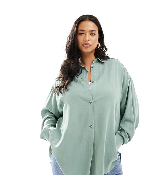ASOS Curve DESIGN Curve relaxed shirt with linen