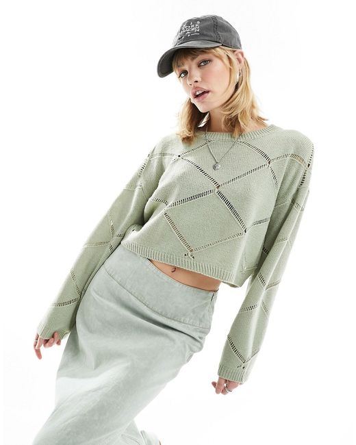 Noisy May pointelle wide neck sweater light