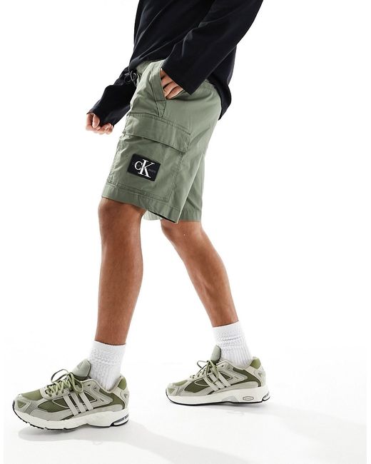 Calvin Klein Jeans washed cargo shorts olive