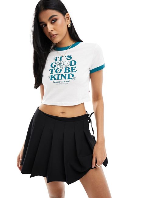 Tommy Jeans cropped slogan ringer T-shirt
