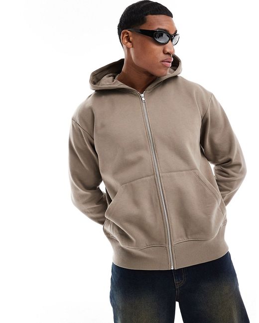 Asos Design heavyweight oversized zip through hoodie