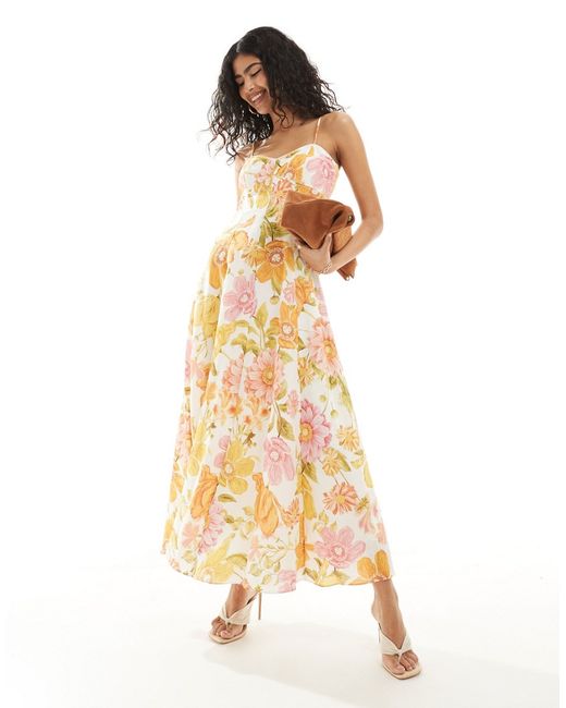 Ever New strappy midaxi dress yellow and pink floral-