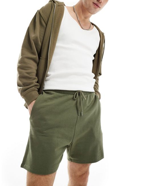 Asos Design slim fit shorts olive-