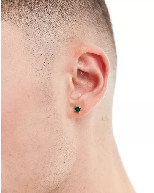 Asos Design stud earrings with green crystals