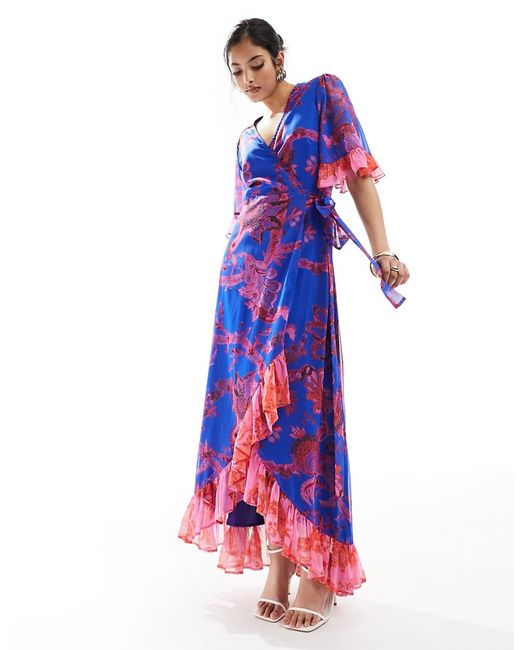 Hope & Ivy wrap maxi dress based floral print