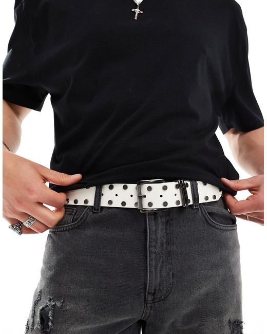Asos Design faux leather belt with studs and roller buckle