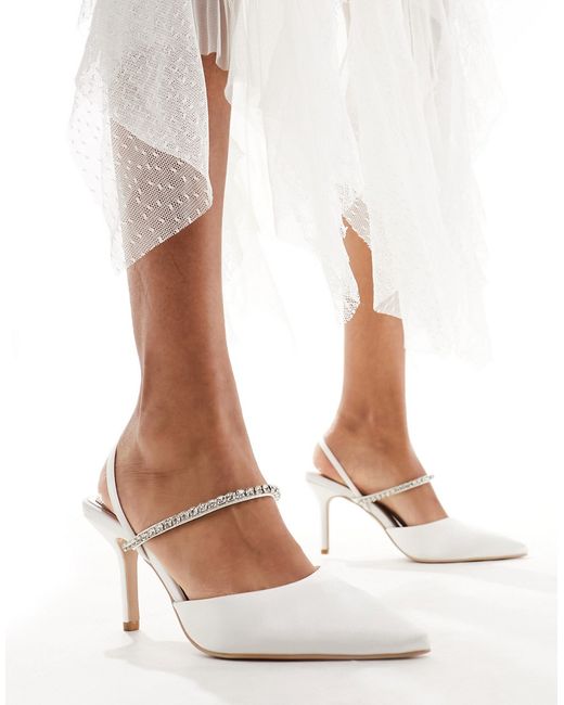 Be Mine Bridal Elisa embellished strap heeled shoes ivory-