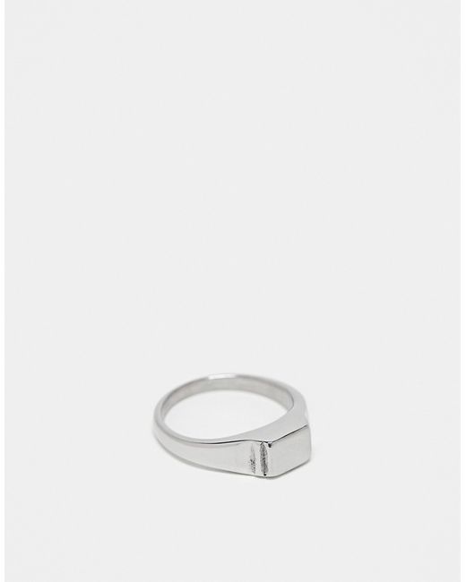 Asos Design waterproof stainless signet ring with embossing tone