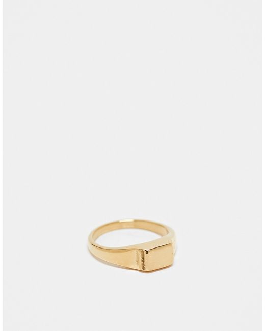 Asos Design waterproof stainless signet ring with brushed top tone