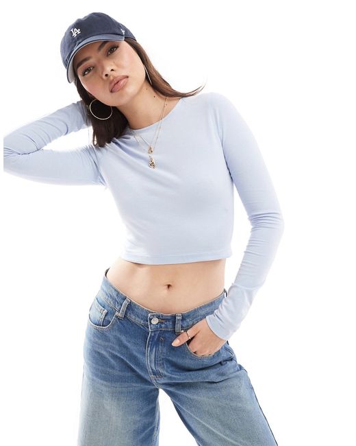 Asos Design fitted cropped t-shirt with long sleeves washed pastel
