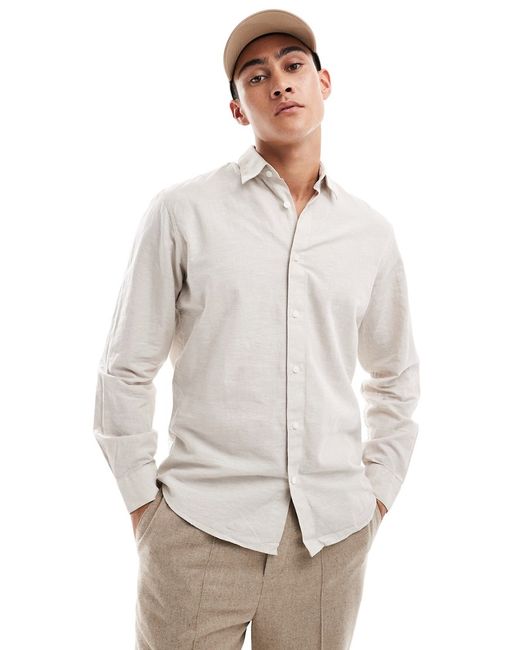Selected Homme long sleeve linen mix shirt