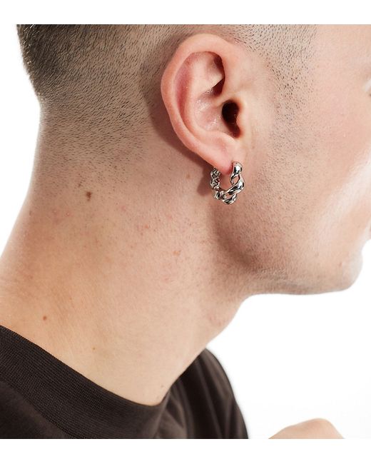 Asos Design twisted molten hoop earrings