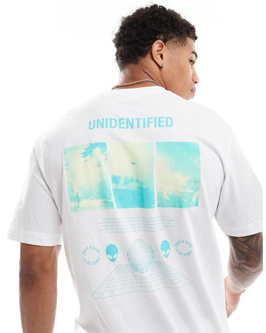 Only & Sons oversized T-shirt with Unidentified back print