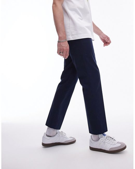 Topman smart compact cotton straight leg pants