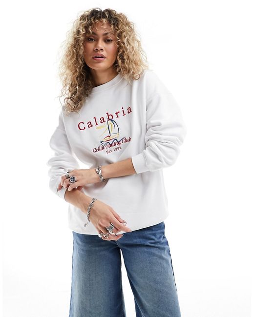 Daisy Street oversized sweatshirt with Calabria embroidery-