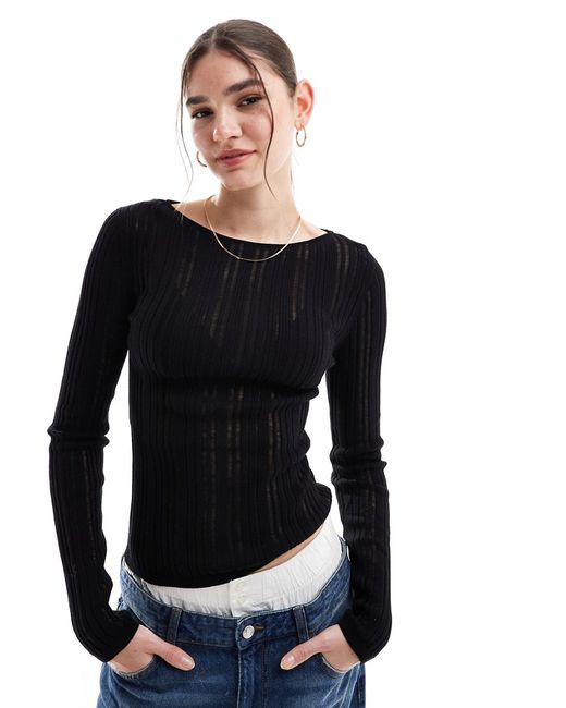 Other Stories semi sheer fine knit top