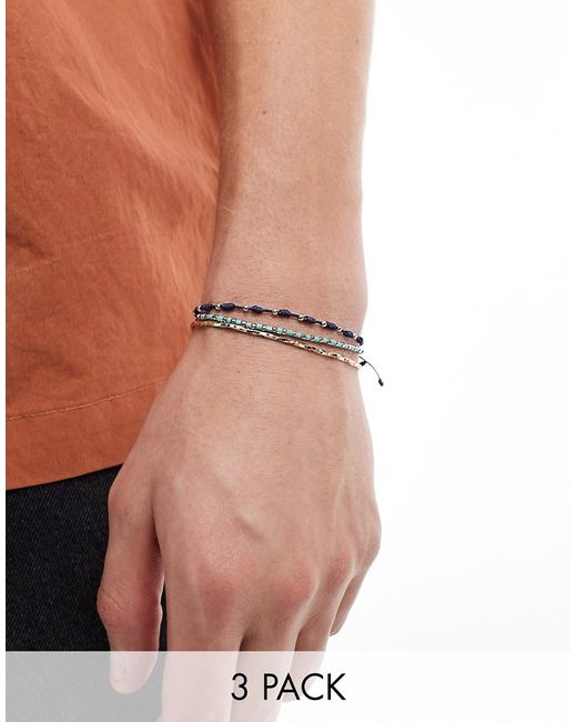 Asos Design 3 pack skinny cord and chain bracelet set