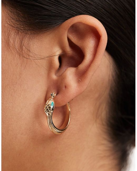 Asos Design hoop earrings with snake enamel detail tone