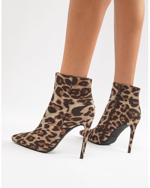 PrettyLittleThing pointed stiletto heel boots in leopard