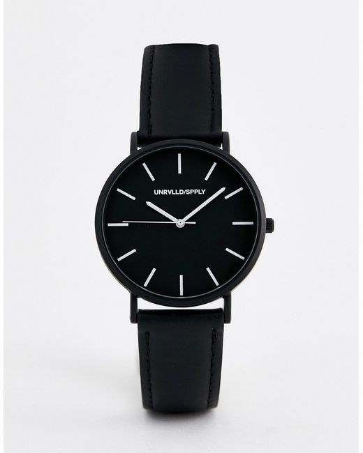 Asos Design faux leather watch in monochrome