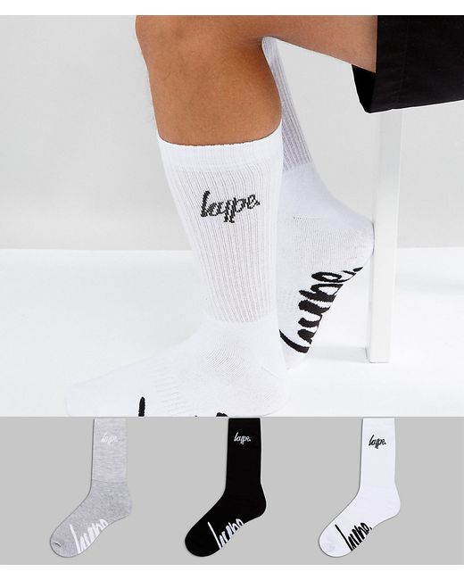 Hype Socks In Monochrome With Logo 3 Pack
