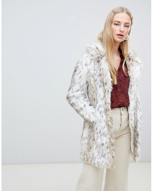 New Look faux fur coat in pattern
